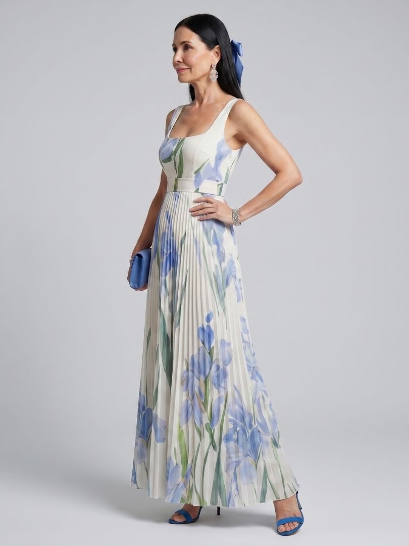 Emmeline | Floral Square-Neck Midi Dress