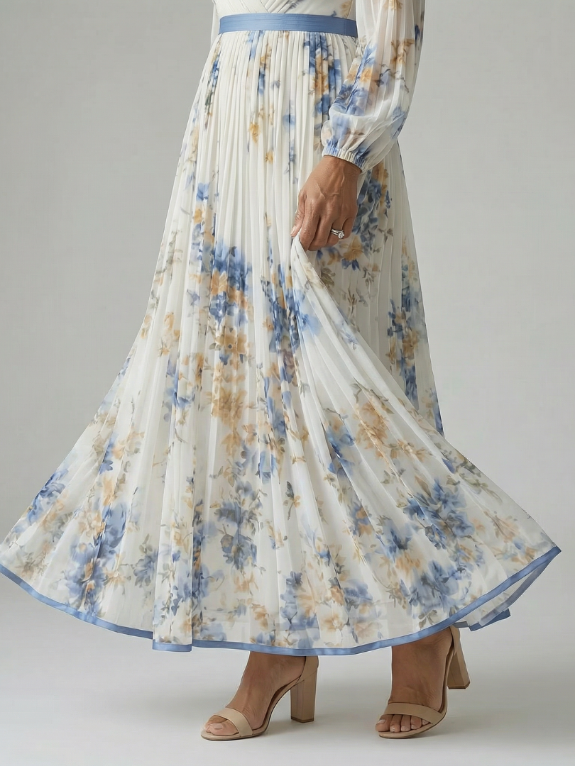 Wilhelmina | Pleated Wrap Midi Dress