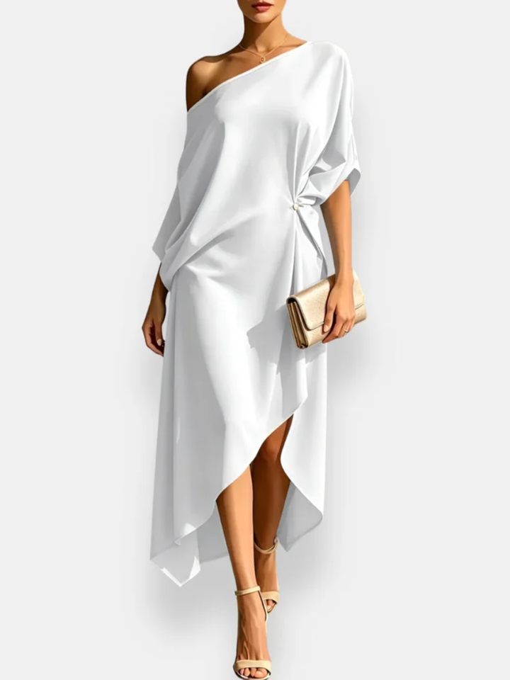 Sophia | Asymmetrical Draped Midi Dress