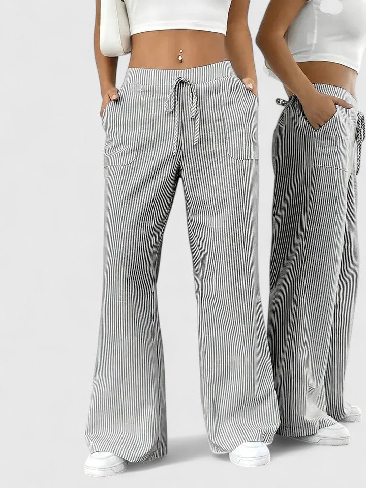 Dorothea | Fine-Stripe Wide-Leg Trousers
