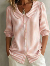 Kathryn | Refined Striped Peter Pan Collar Blouse