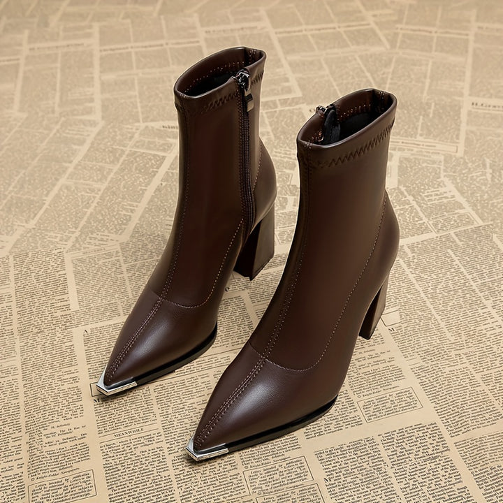 Petra | Pointed-Toe Chunky Heel Ankle Boots