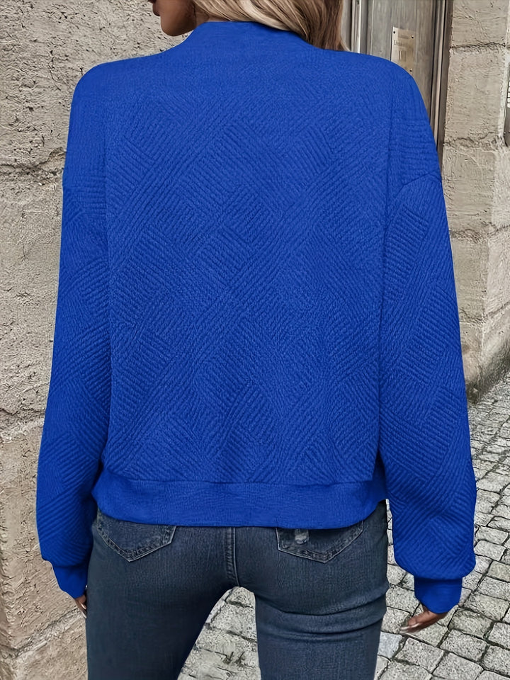 Delia | Textured Zip-Up Bomber Jacket