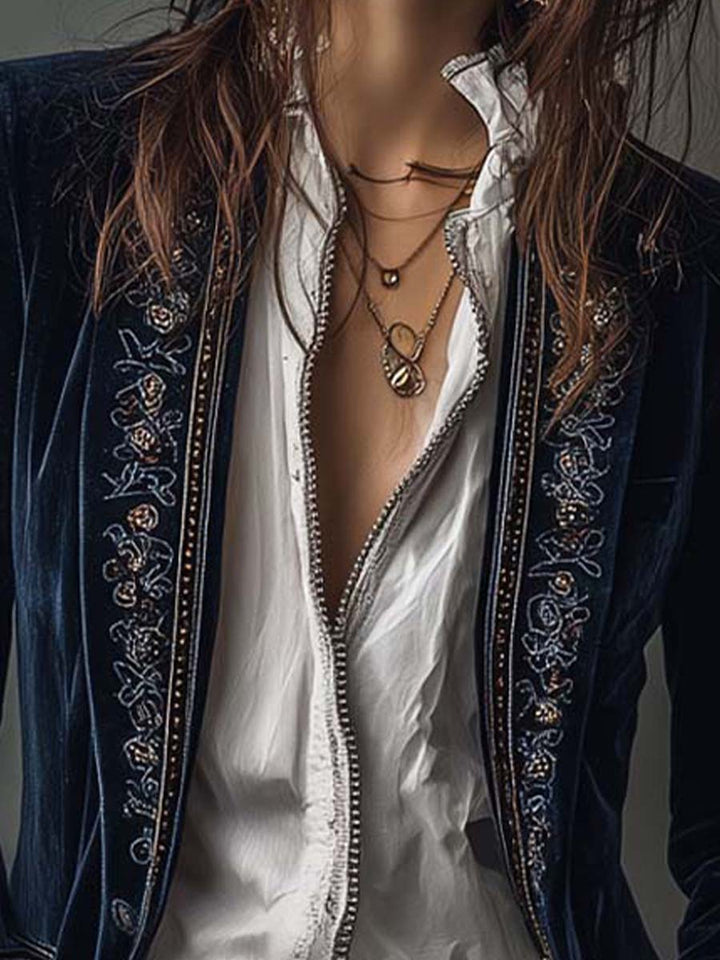 Gabrielle | Embroidered Longline Jacket