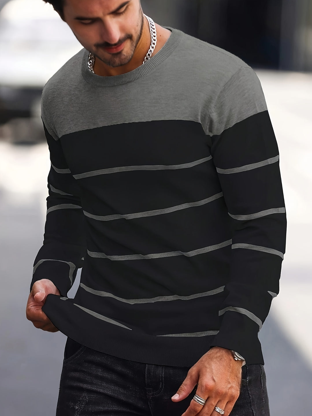Harrison | Colour-Block Striped Sweater
