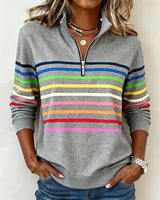 Annabel | Striped Quarter-Zip Sweatshirt