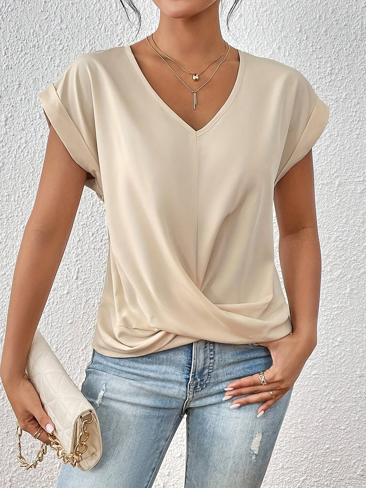 Delphine | Twist-Front V-Neck Top