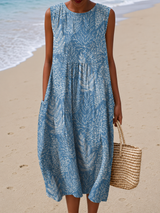 Eliana | Botanical Print Sleeveless Midi Dress