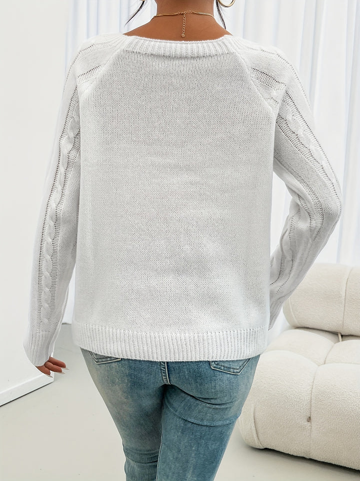 Eleanora | Cable-Knit Button-Trim Jumper
