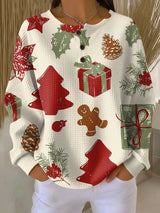 Carol | Festive Print Henley Sweatshirt