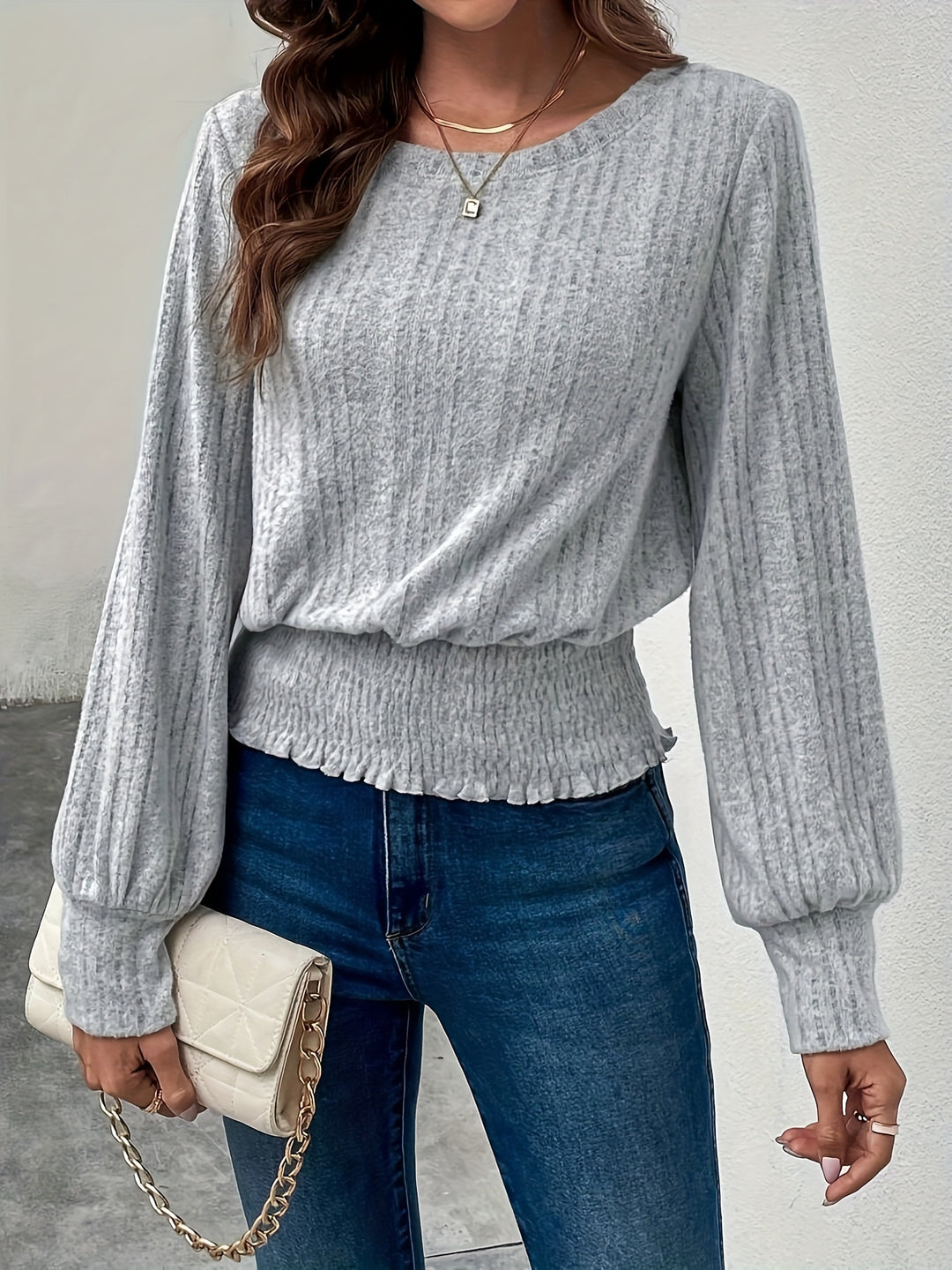 Lydia | Softly Ribbed Long Sleeve Top