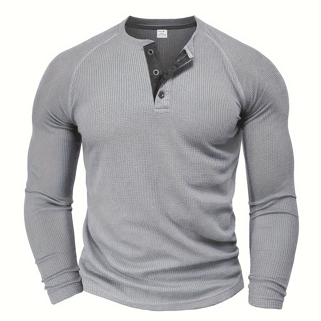 Roland | Textured Button-Placket Long-Sleeve Top