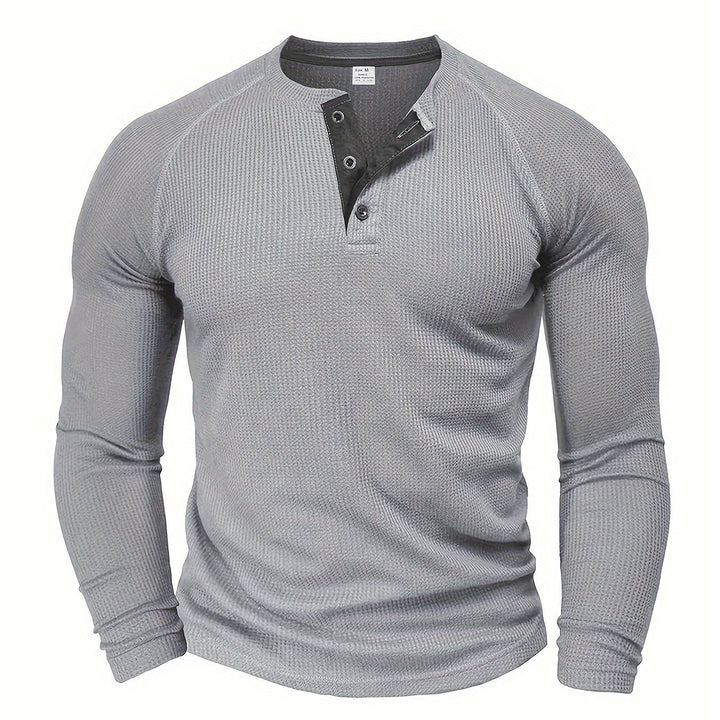 Roland | Textured Button-Placket Long-Sleeve Top