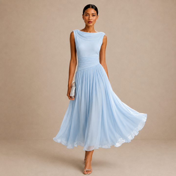 Claire | Pleated Flowing Midi Dress