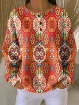 Calla | Patterned Button-Neck Top