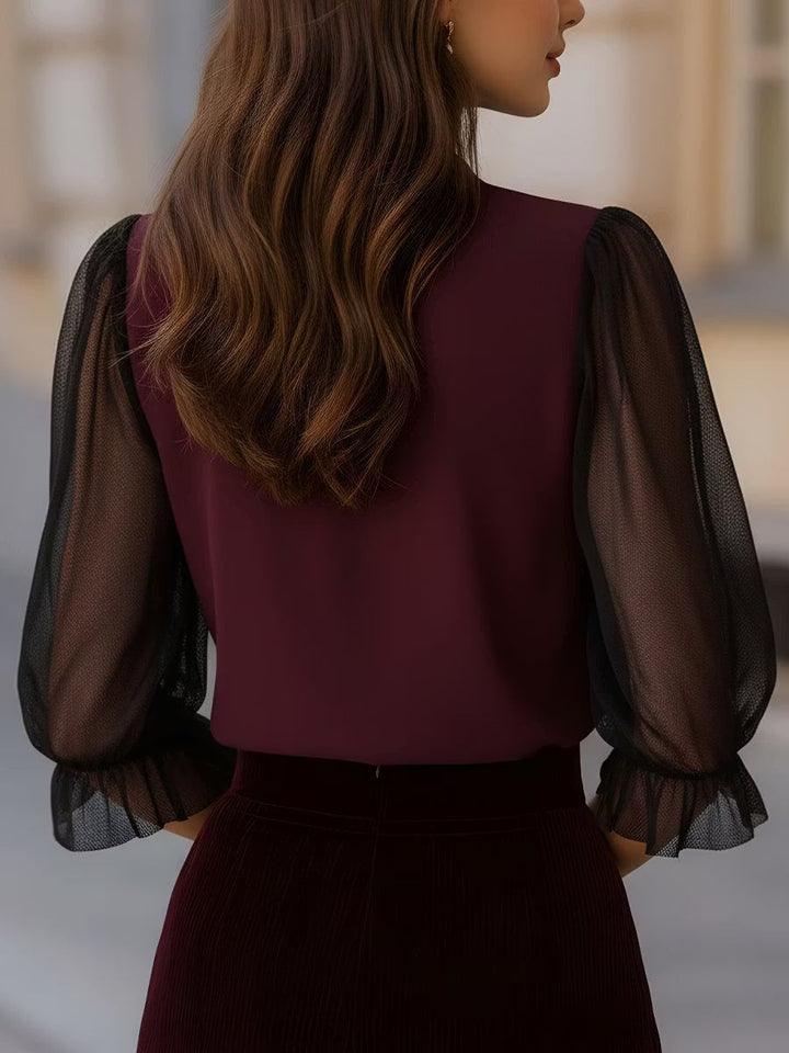 Fabienne | Sheer Puff-Sleeve Button Blouse