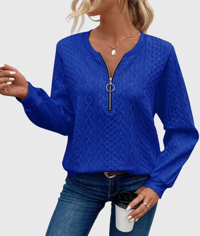 Violet | Textured Zip-Neck Sweater