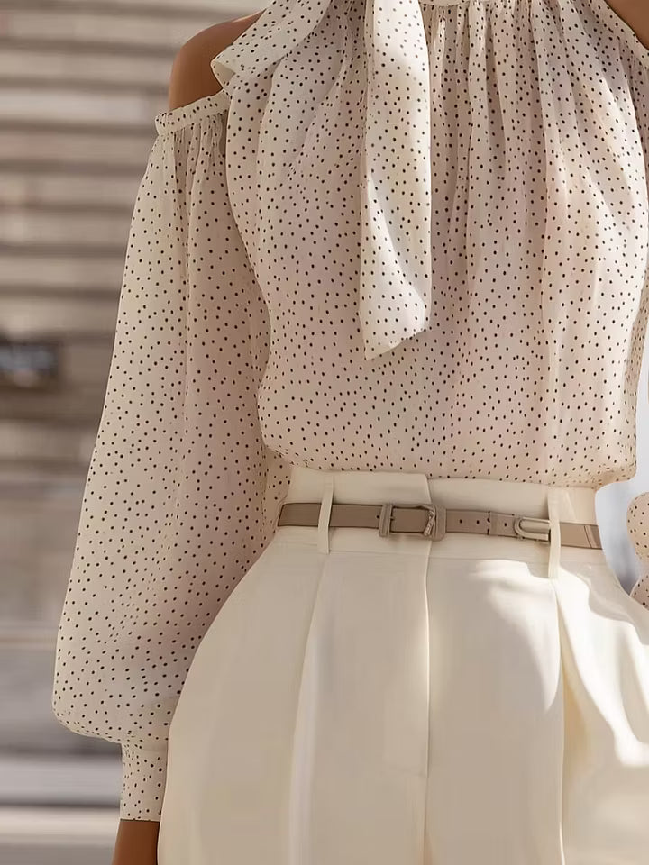 Adelina | Cold-Shoulder Scarf-Tie Blouse