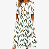 Grisilda | Leaf Print Pocket Midi Dress