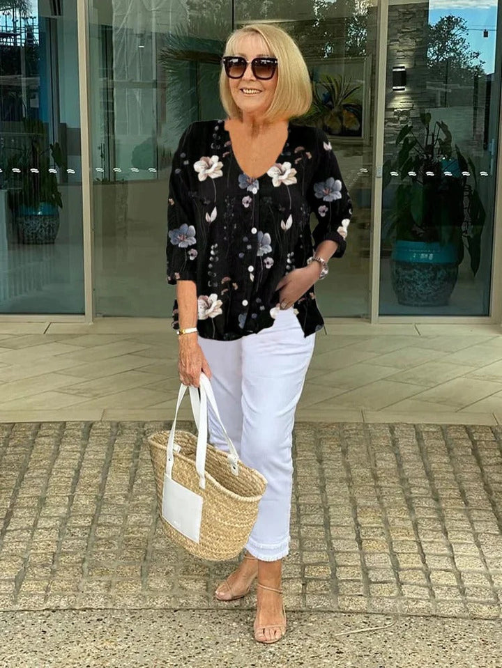 Wendy | Floral Button Tunic Top