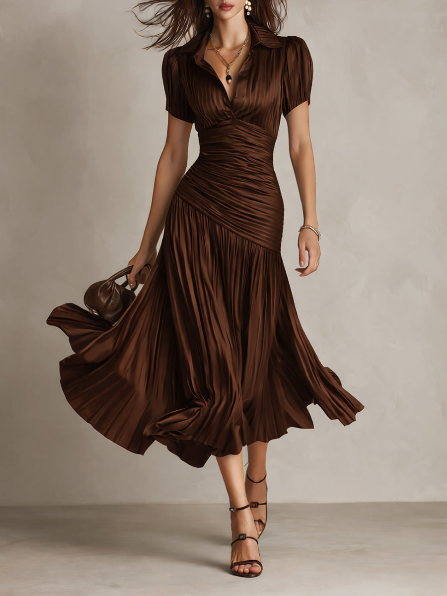 Lucia | Pleated Striped Midi Dress