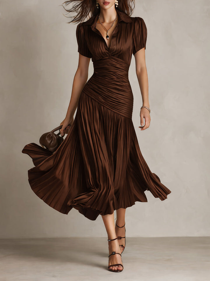 Lucia | Pleated Striped Midi Dress