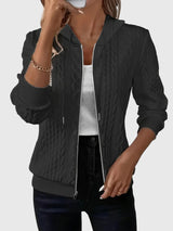 Kendra | Textured Zip-Up Hoodie