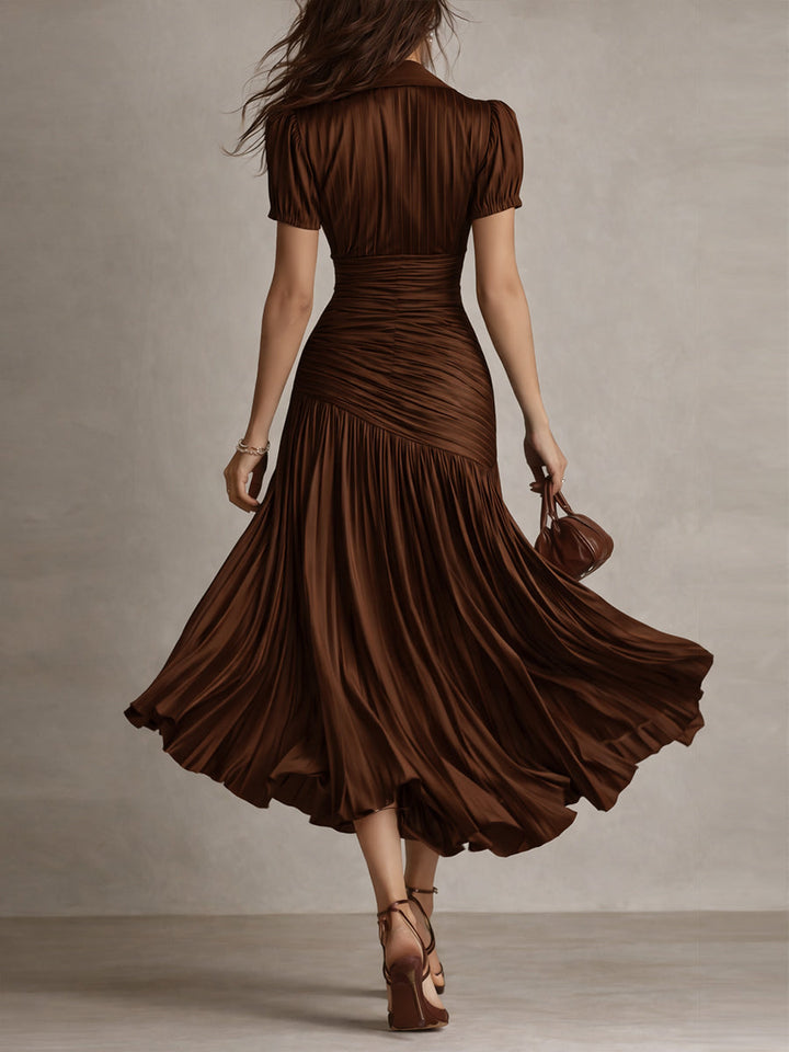 Lucia | Pleated Striped Midi Dress