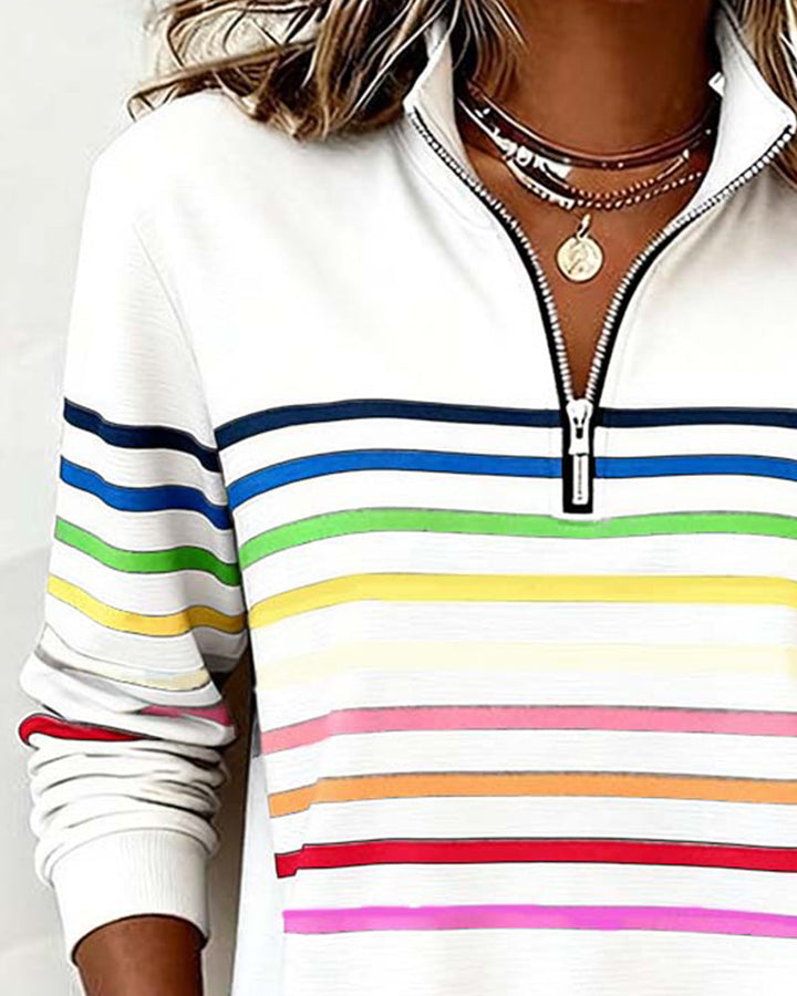 Annabel | Striped Quarter-Zip Sweatshirt