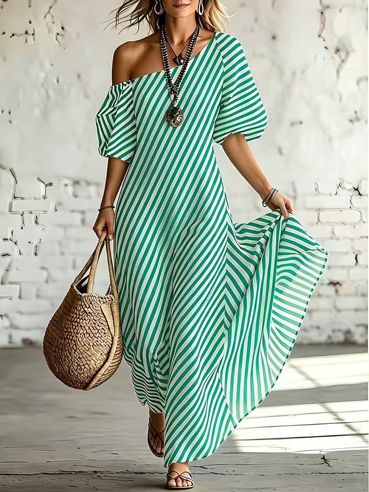 Grace | Off-Shoulder Striped Maxi Dress