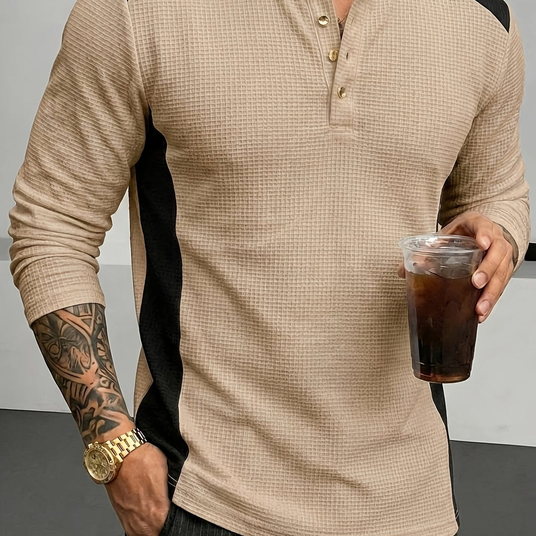 Bryce | Textured Contrast Henley Shirt