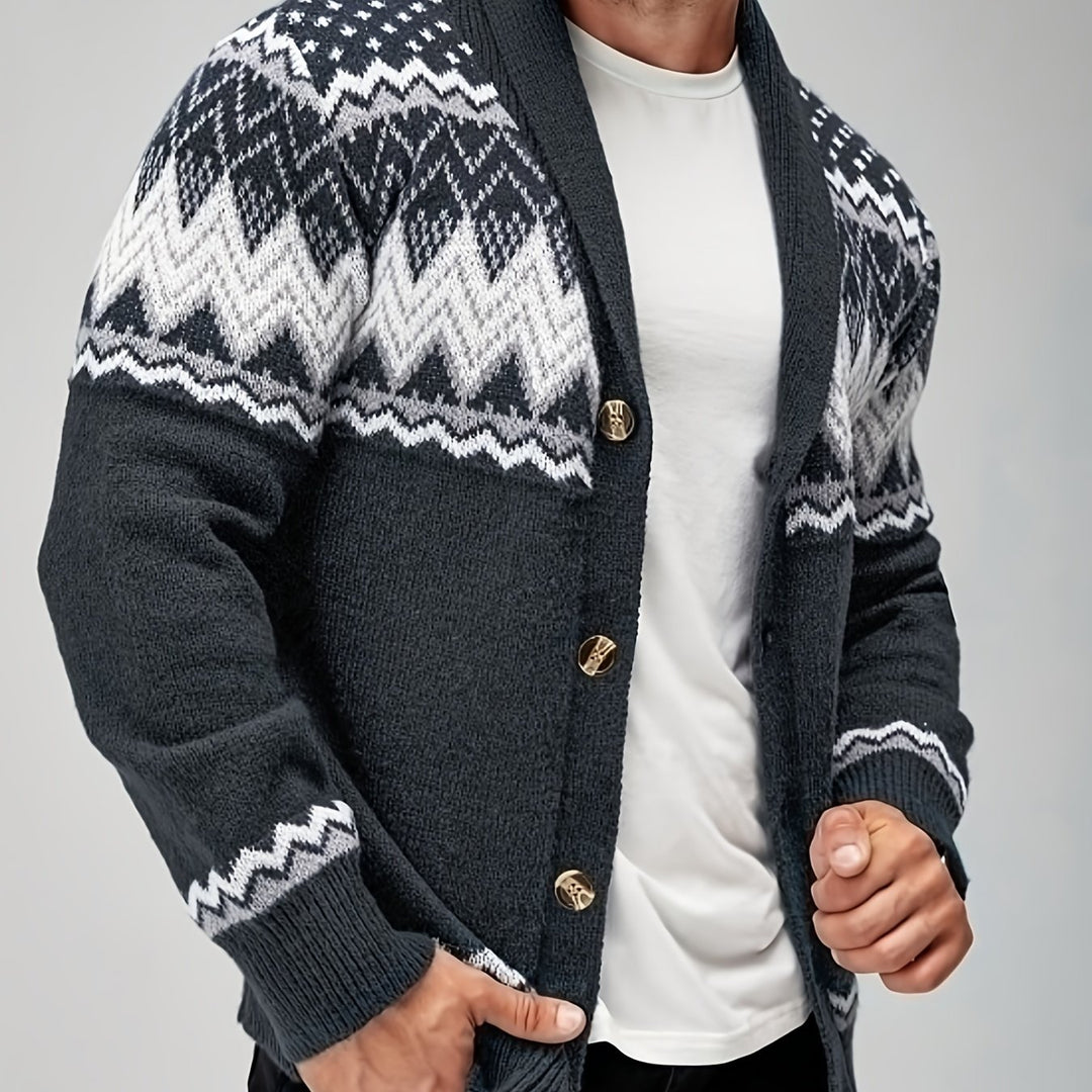 Whitaker | Nordic-Pattern Shawl Cardigan