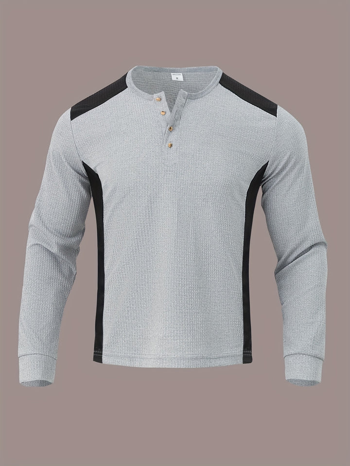 Bryce | Textured Contrast Henley Shirt