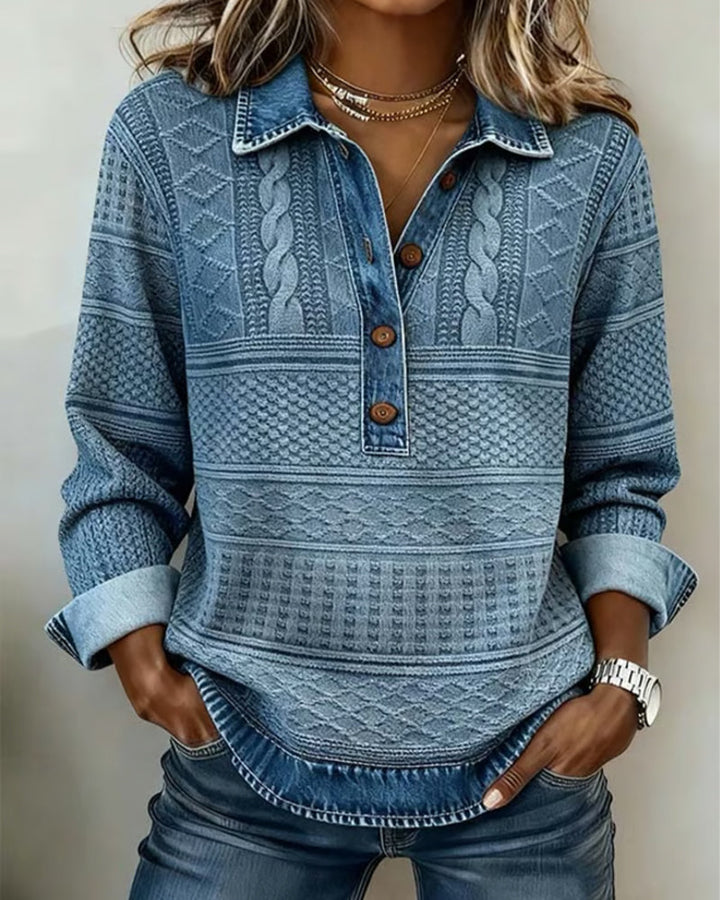 Gwen | Textured Collared Button Top