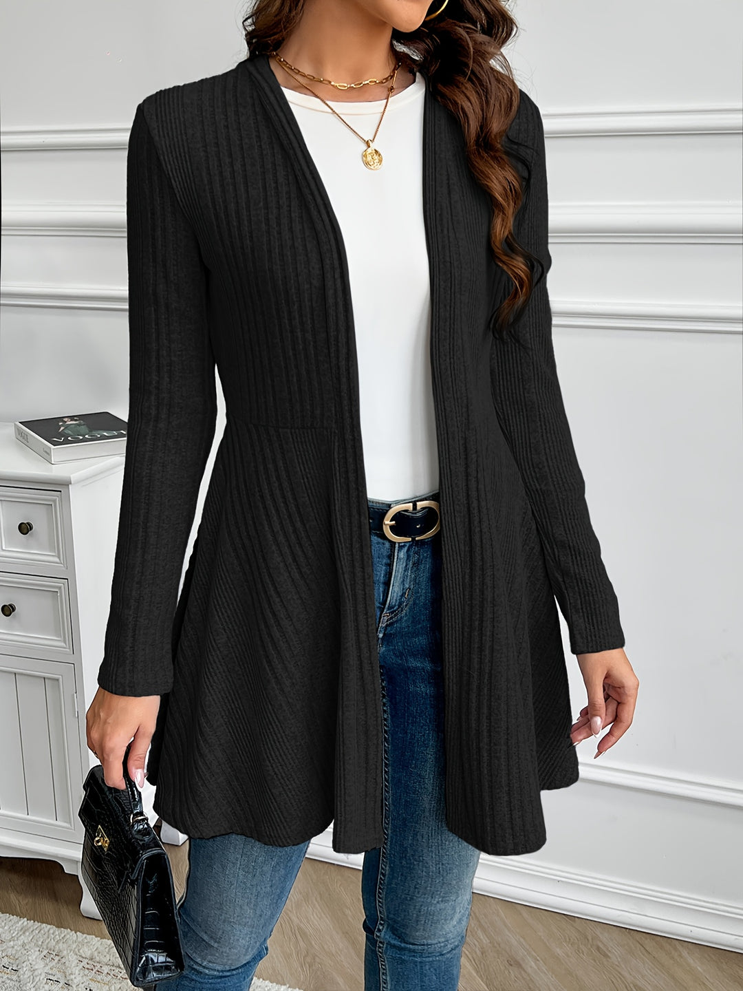 Helena | Ribbed Open-Front Cardigan