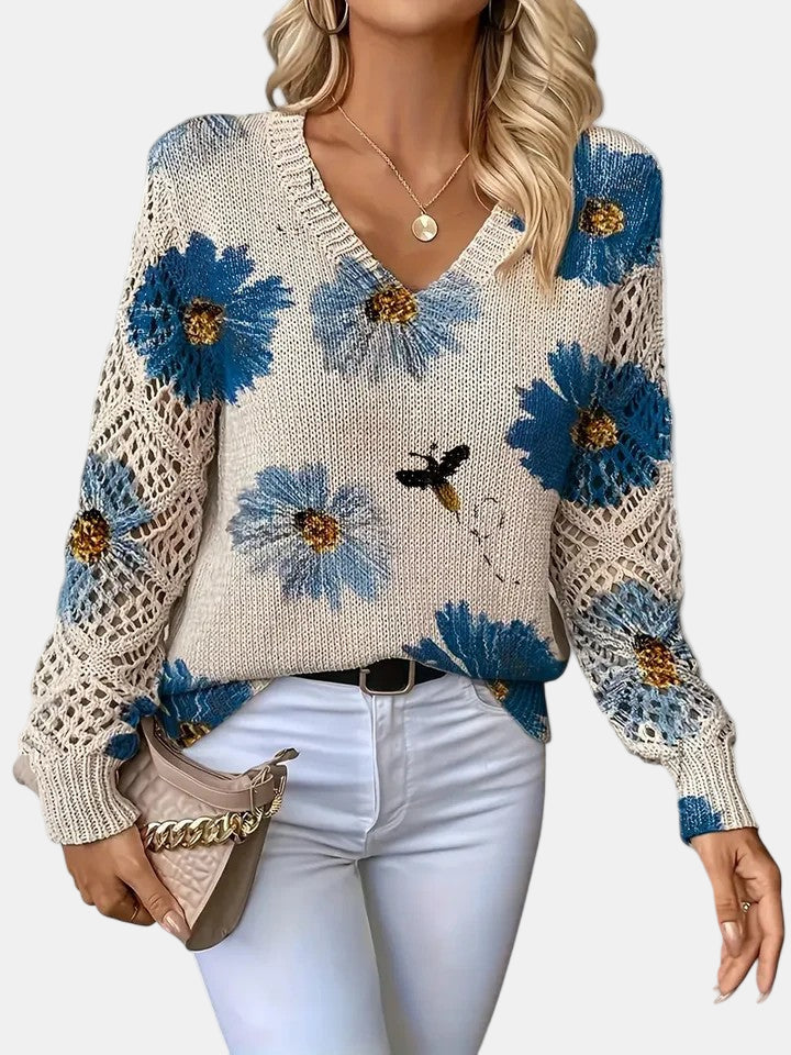 Freya | Floral V-Neck Jumper