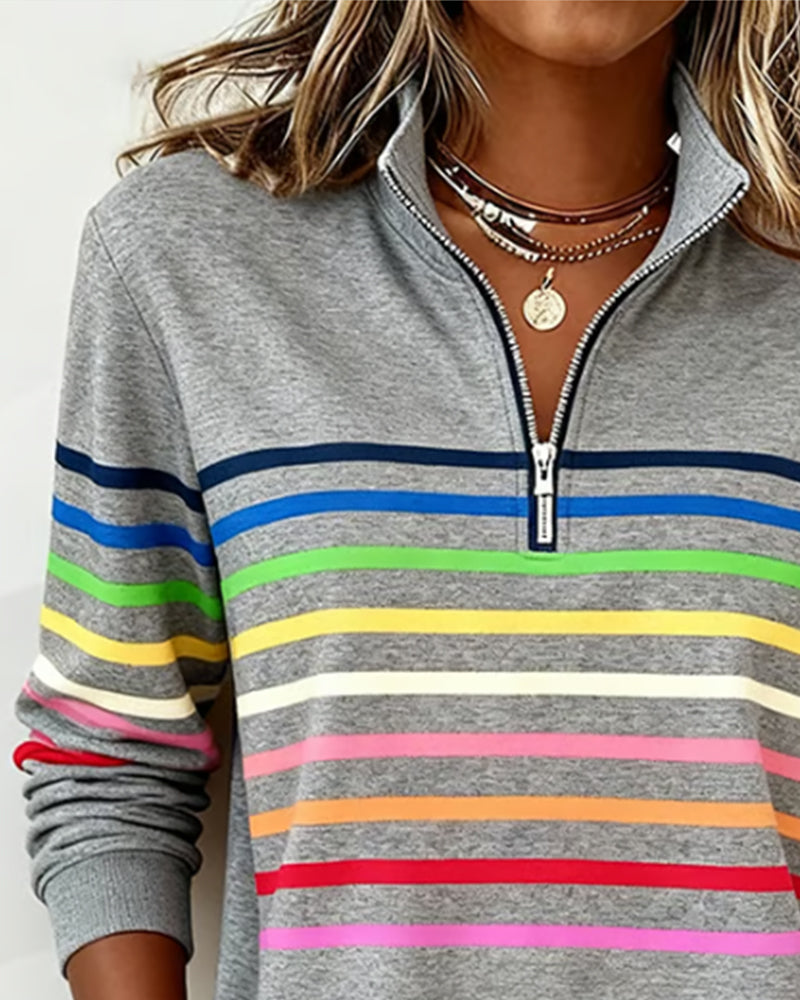 Miriam | Relaxed Half-Zip Striped Sweater