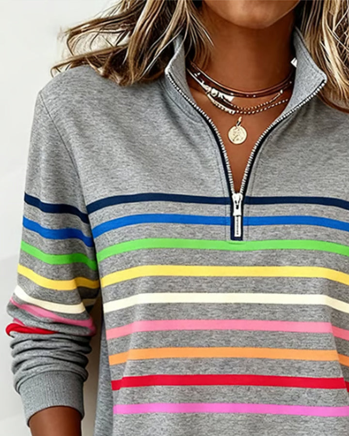 Miriam | Relaxed Half-Zip Striped Sweater