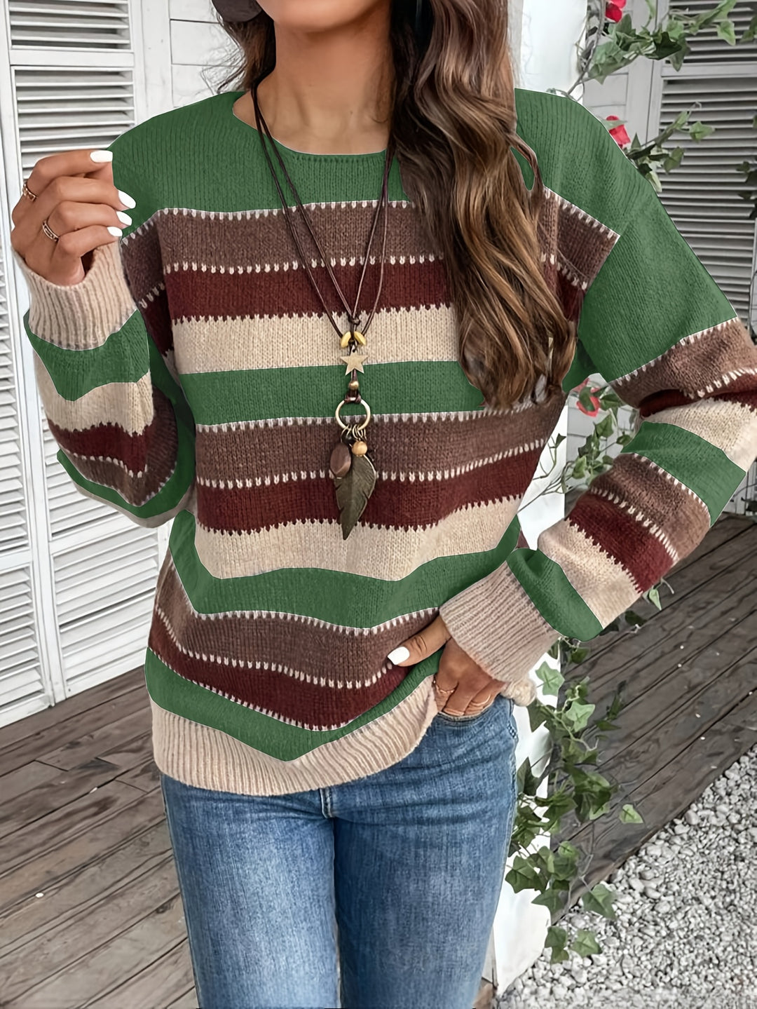 Isla | Striped Round-Neck Jumper