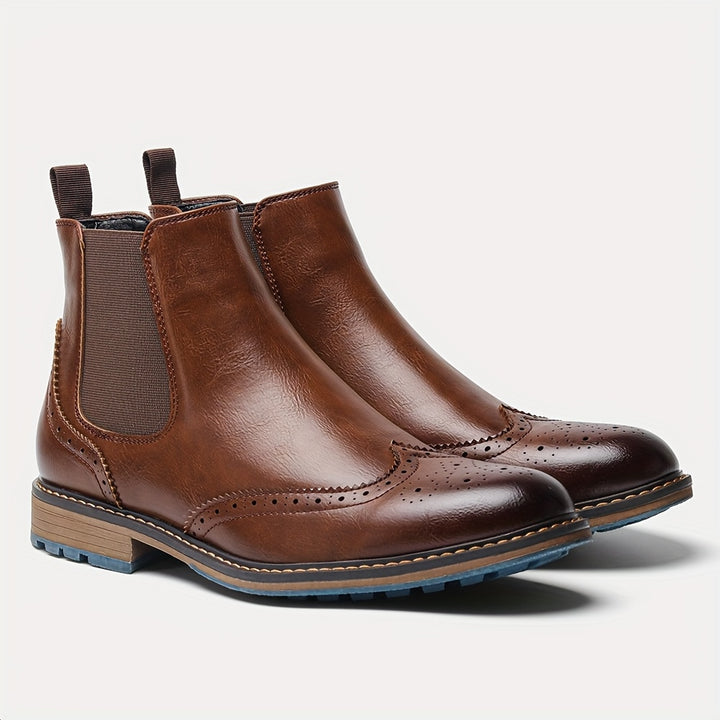 Barnaby | Refined Brogue Chelsea Boots