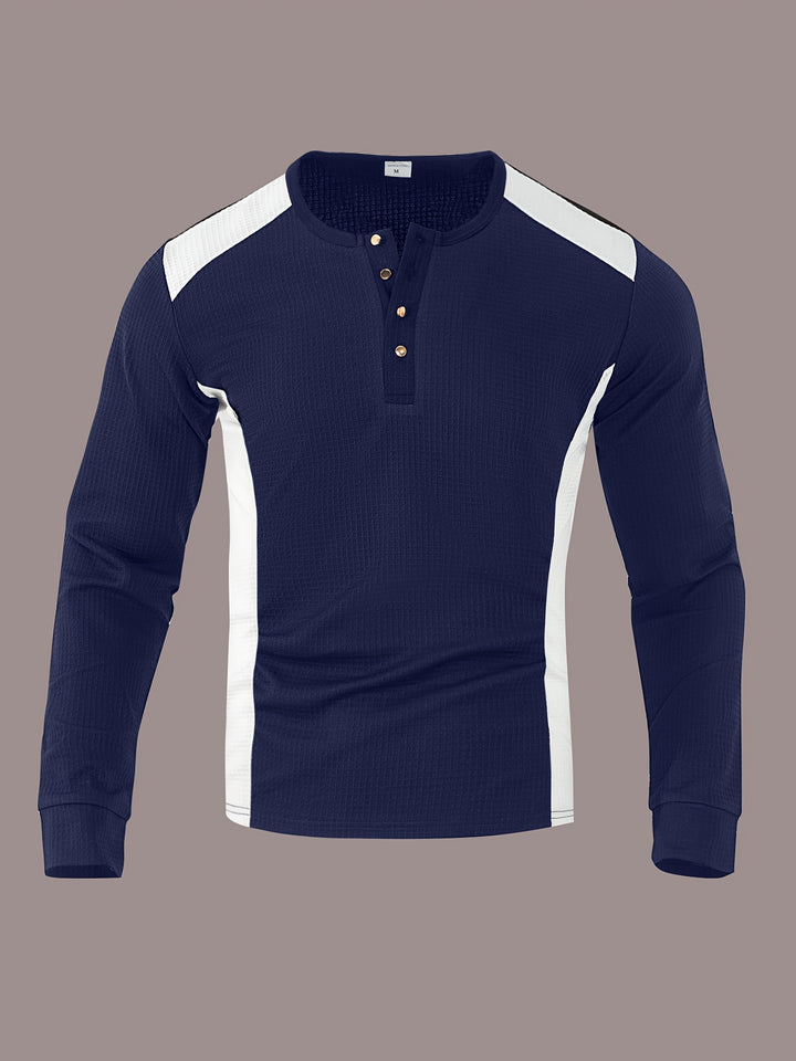 Bryce | Textured Contrast Henley Shirt