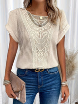 Paige | Crochet-Detail Cap-Sleeve Top