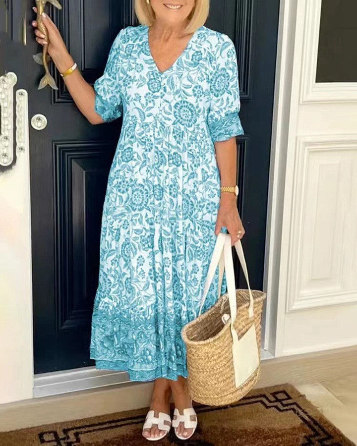 Penelope | Graceful V-Neck Floral Dress