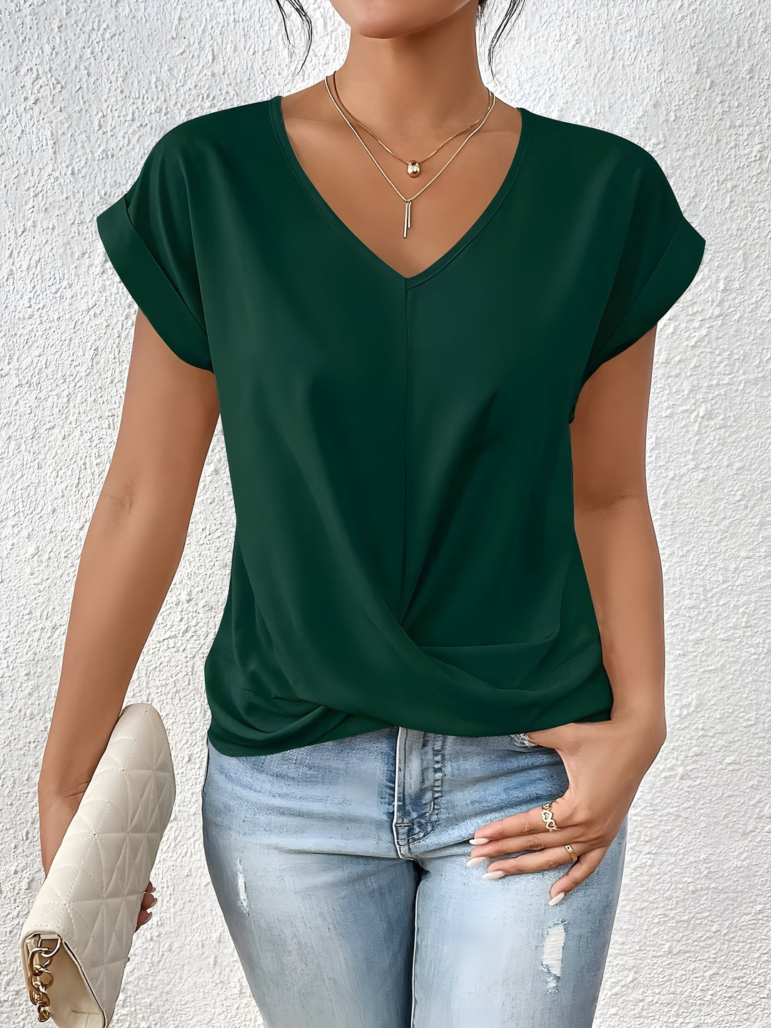 Eleanor | Elegant Twist-Front V-Neck Top