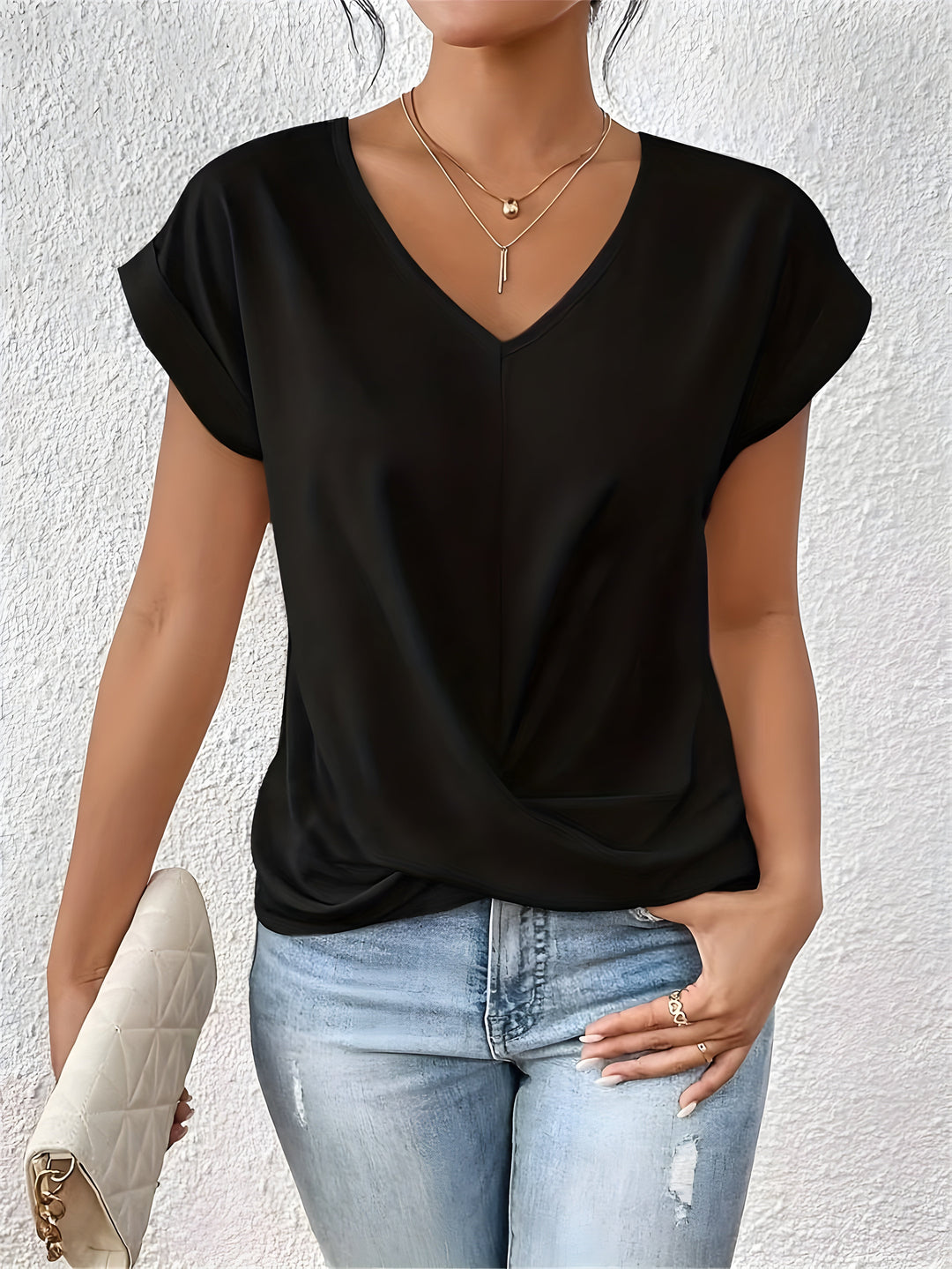 Eleanor | Elegant Twist-Front V-Neck Top