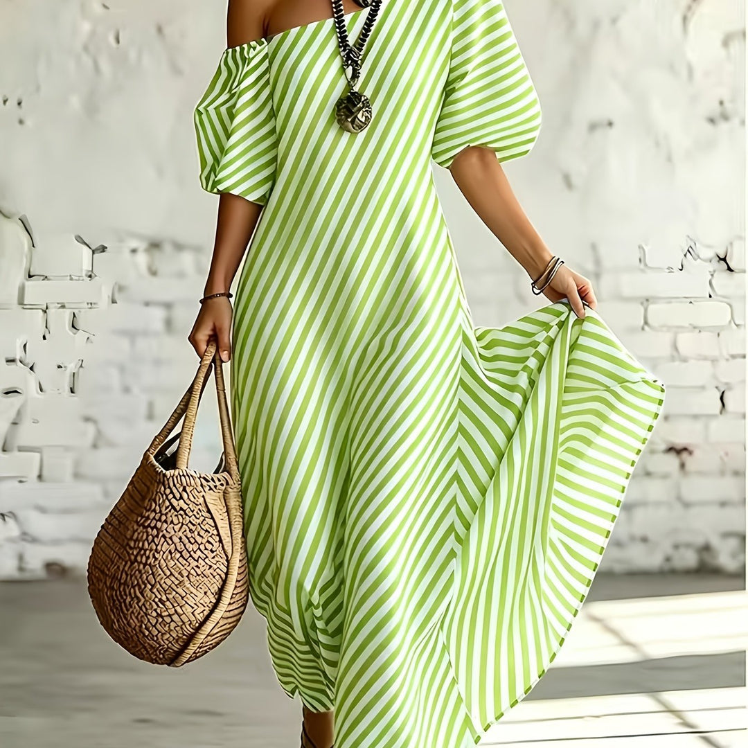 Grace | Off-Shoulder Striped Maxi Dress