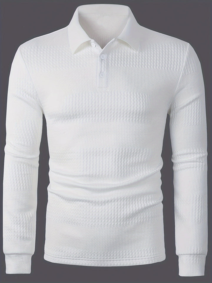 Lawrence | Textured Long Sleeve Polo Shirt