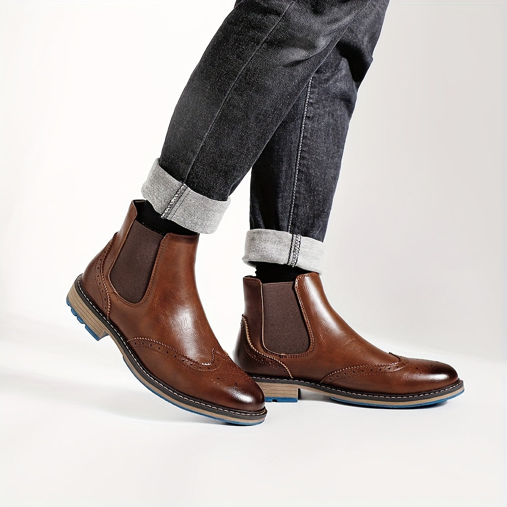 Barnaby | Refined Brogue Chelsea Boots