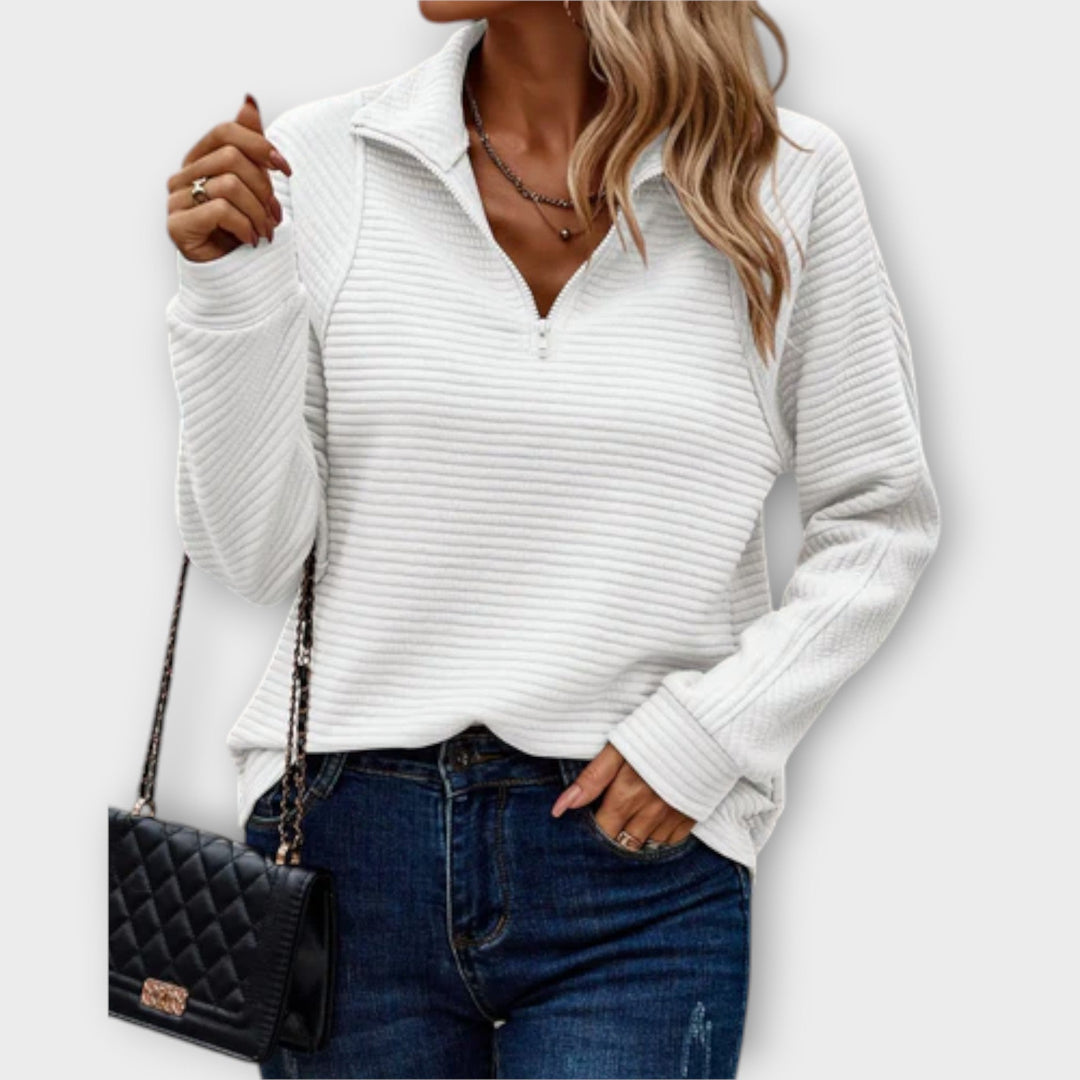 Georgina | Cosy Ribbed Half-Zip Pullover