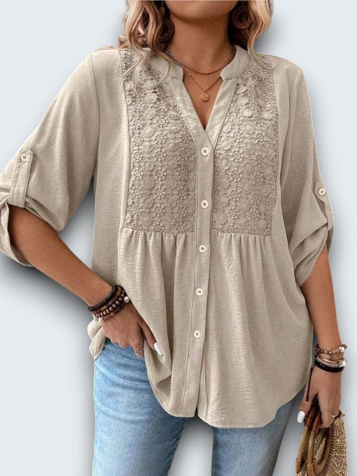Emmaline | Lace-Detail Button Blouse